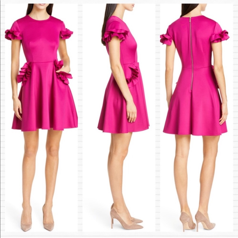 TED BAKER Pink Ruffle Cocktail Dress Luuciee - Picture 4 of 13